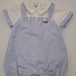 Pagliaccetto in cotone bianco e azzurro (3 mesi - 6 mesi)