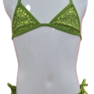 Bikini triangolo verde con paillettes (4 anni - 16 anni) 97% poliestere 3% elastan
