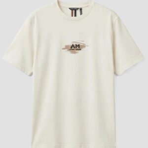 T-SHIRT PANNA REGULAR FIT IN JERSEY DI COTONE STAMPA LOGO A CONTRASTO