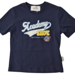 T-shirt blu con stampa e logo frontale (3 anni - 7 anni)