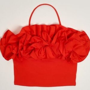 Top rosso con rouches (8 anni - 16 anni) 94% cotone 6% elastan