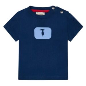 T-shirt blu con logo frontale e scritta posteriore (6 mesi - 6 anni)100% cotone