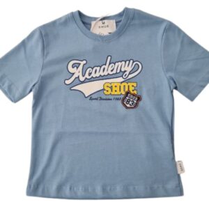 T-shirt azzurra con stampa e logo frontale (3 anni - 7 anni)