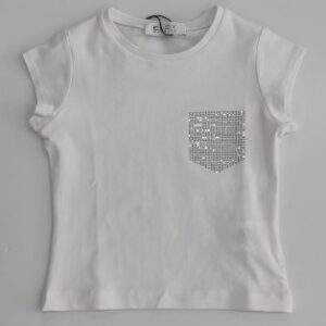 T-shirt bianca con strass (2 anni - 6 anni)95% cotone 5% elestan