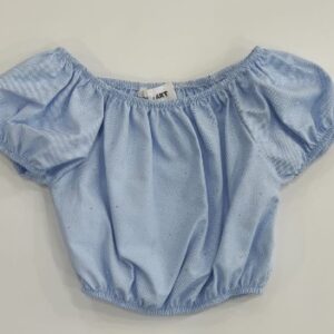 Blusa cropped azzurra in cotone con strass (3 anni - 6 anni)52% poliestere 48% cotone