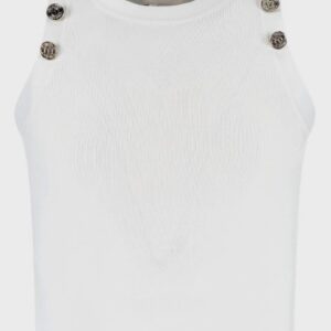 Top bianco con bottoni (8 anni - 16 anni) 65% viscosa 35% poliammide