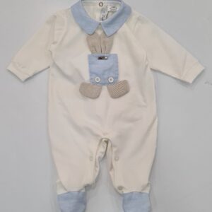 Tutina in cotone bianco e azzurro (1 mese - 3 mesi)