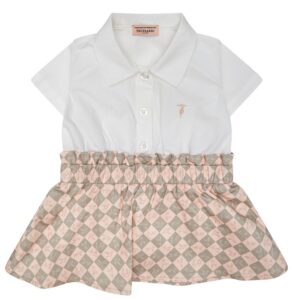 Mini dress bianco e logato in cotone (6 mesi - 6 anni)97% cotone 3% elestan
