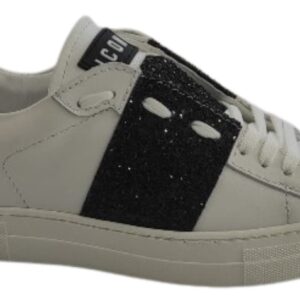 Sneakers bianca con glitter neri