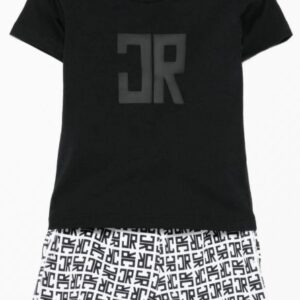 Set t-shirt/bermuda nero/logato (6 mesi - 3 anni) 100% cotone