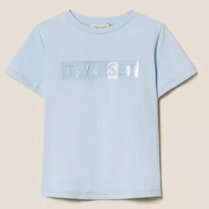 T-shirt azzurra regular con stampa (8 anni - 16 anni) 95% cotone 5% elastan
