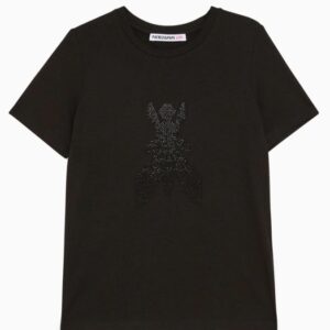 T-shirt in viscosa nera con strass (8 anni - 16 anni) 95% viscosa 5% elastan