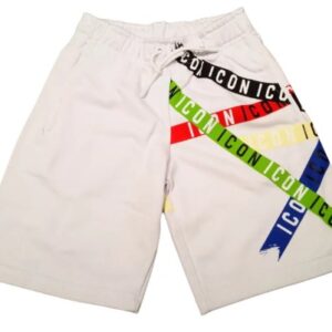 Bermuda bianco con strisce colorate e logate (6 anni - 16 anni) 88% cotone 12% poliestere