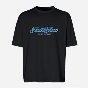 T-Shirt nera stampa frontale 100% cotone