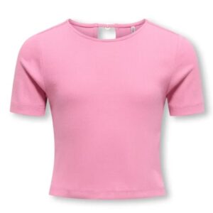 T-shirt rosa con dettagli posteriori 95% cotone 5% elastico