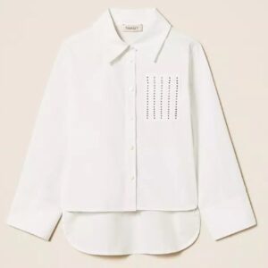 Camicia bianca m/l in cotone con borchie (8 anni - 16 anni) 97% cotone 3% elastan