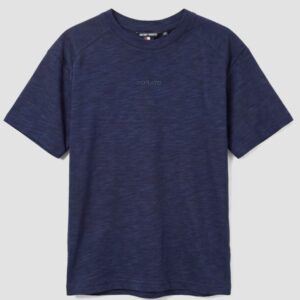 T-SHIRT BLU RELAXED FIT IN SLUB DI COTONE MONOCROM