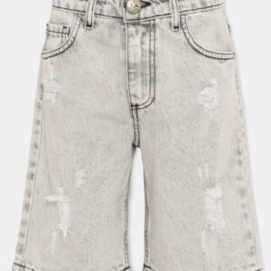 Bermuda jeans grigio chiaro con strappi (2 anni - 16 anni) 100% cotone