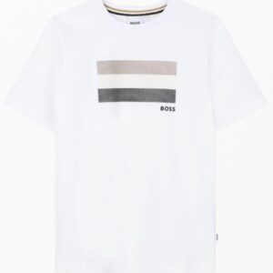 T-shirt bianca con stampa bandiera e logo (4 anni - 16 anni) 100% cotone