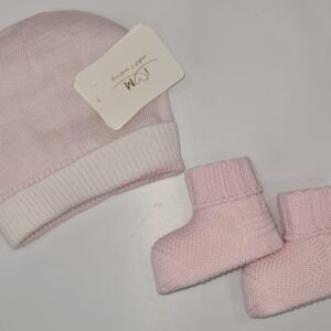 Set 2 pezzi cappello + scarpette rosa (1 mese - 3 mesi)