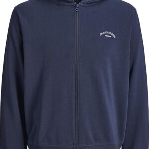 Felpa blu con zip cappuccio logo piccolo 80% cotone 20% poliestere