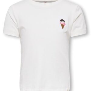 T-shirt bianca con ricamo laterale 100% cotone
