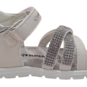Sandalo bianco con strappo e strass