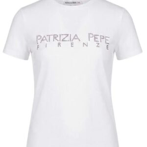 T-shirt bianca con logo strass (8 anni - 16 anni) 91% poliestere, 9% elastan