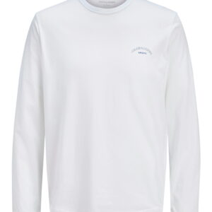 T-Shirt bianca manica lunga logo piccolo 100% cotone