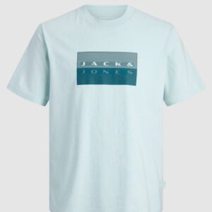 T-Shirt azzurra con logo frontale 100% cotone