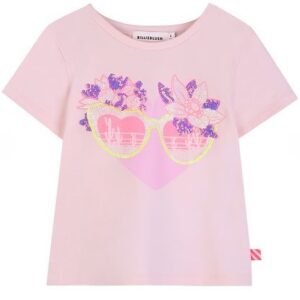 T-shirt rosa con stampa occhiali (2 anni - 10 anni) 96% cotone 4% elastan
