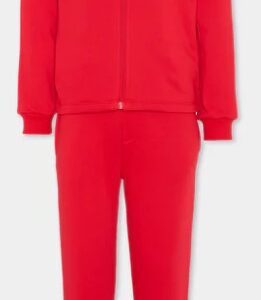Completo rosso felpa/pantalone con scritta posteriore (6 mesi - 6 anni) 88% cotone 12% poliestere