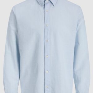Camicia azzurra in misto lino m/l 70% cotone 30% lino