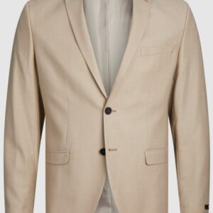 Giacca beige monopetto slim fit 74% Poliestere, 23% Viscosa, 3% Elastan