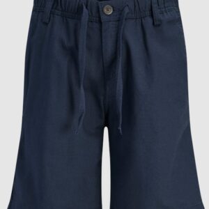 Jogger Shorts blu con bottone e elastico in vita  80% cotone 20% lino