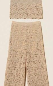 Completo top/pantalone con lavorazione traforata (8 anni - 16 anni) 58% cotone 42% poliammide