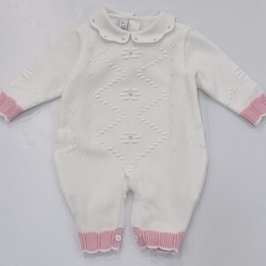 Tutina in filo bianca e rosa (1 mese - 3 mesi)