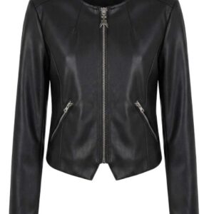 Giacca nera effetto pelle con zip (8 anni - 16 anni)