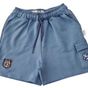 Bermuda jogging azzurro con patchwork (8 anni  - 16 anni)