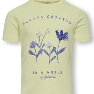 T-shirt gialla con fiori  100% cotone