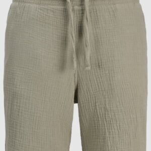 Jogger Shorts stropicciato verde con elastico in vita  100% cotone