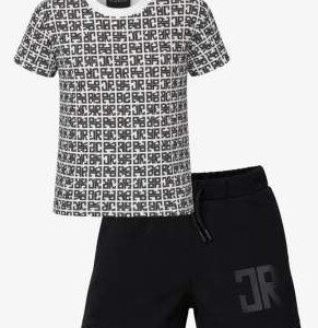 Set t-shirt/bermuda logto/nero (6 mesi - 3 anni) 100% cotone