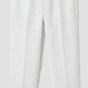 PANTALONI REGULAR FIT BIANCO IN SLUB DI MISTO LINO E VISCOSA