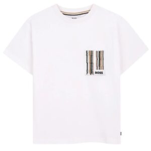 T-shirt bianca con taschino e logo (4 anni - 16 anni) 100% cotone