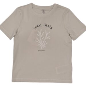 T-Shirt beige con stampa frontale 100% cotone