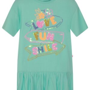 Vestito in cotone con scritte in paillettes (4 anni - 10 anni) 100% cotone