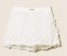 Short bianco con rose in tessuto (8 anni - 16 anni)100% cotone