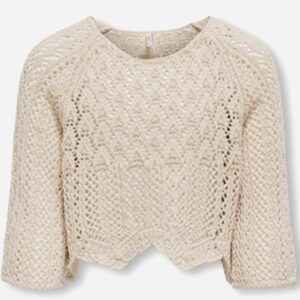 Maglia traforata in cotone beige 70% cotone 30% poliestere