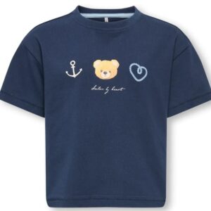 T-Shirt blu con stampa frontale 100% Cotone