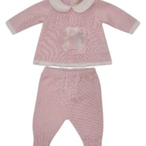 Completo 2 pezzi rosa con orso in filo